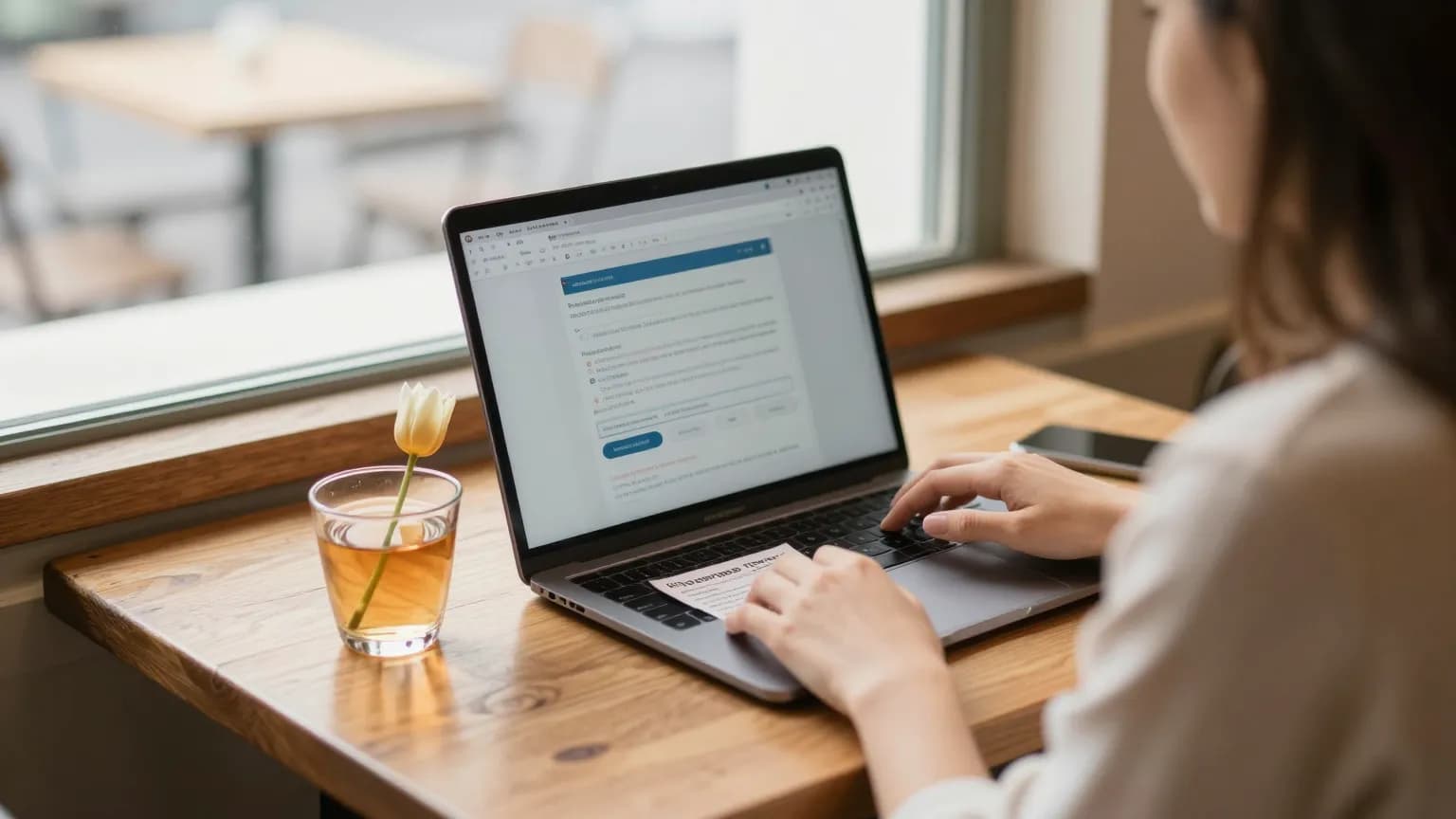 Choosing a city pass on a laptop at a cafe table